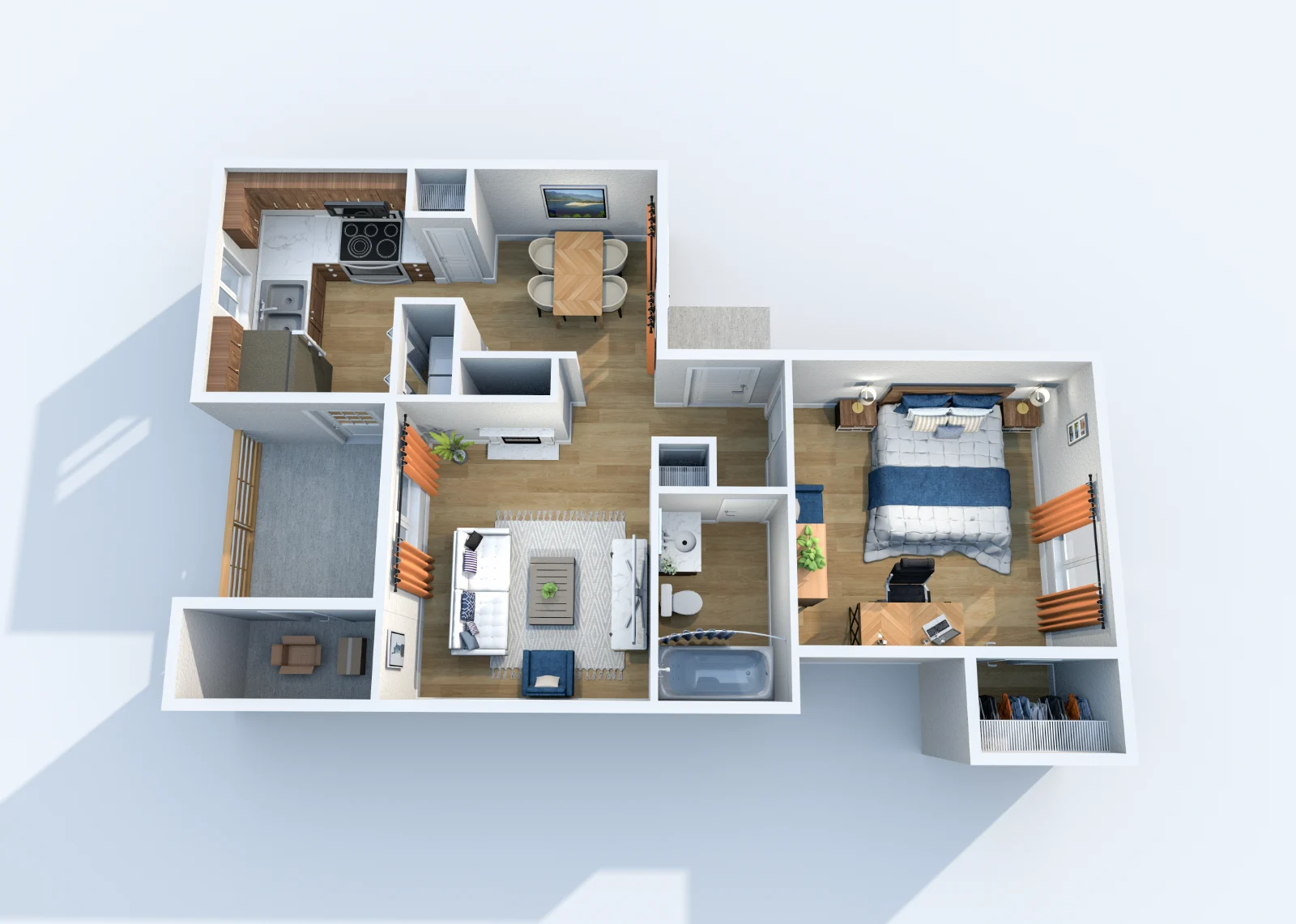 Redgate — floor plan, Plan A2 · 1 bed · 1 bath · 674 sq ft